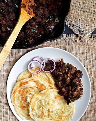 Beef chilly and 3 parotta
